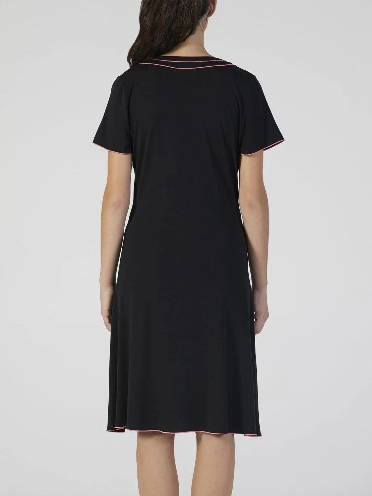 Modal Nachtkleid Knielang Schwarz-pink Von Verdiani 6 Modal Nachtkleid Knielang Schwarz-pink Von Verdiani – Bild 4