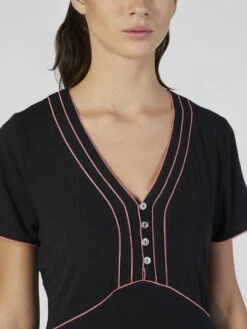 Modal Nachtkleid Knielang Schwarz-pink Von Verdiani 8 Modal Nachtkleid Knielang Schwarz-pink Von Verdiani -Pink Zebra modal nachthemd schwarz 4520 verdiani