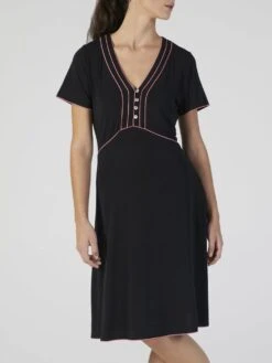 Modal Nachtkleid Knielang Schwarz-pink Von Verdiani 7 Modal Nachtkleid Knielang Schwarz-pink Von Verdiani -Pink Zebra modal nachthemd schwarz 4520 verdiani 3 1