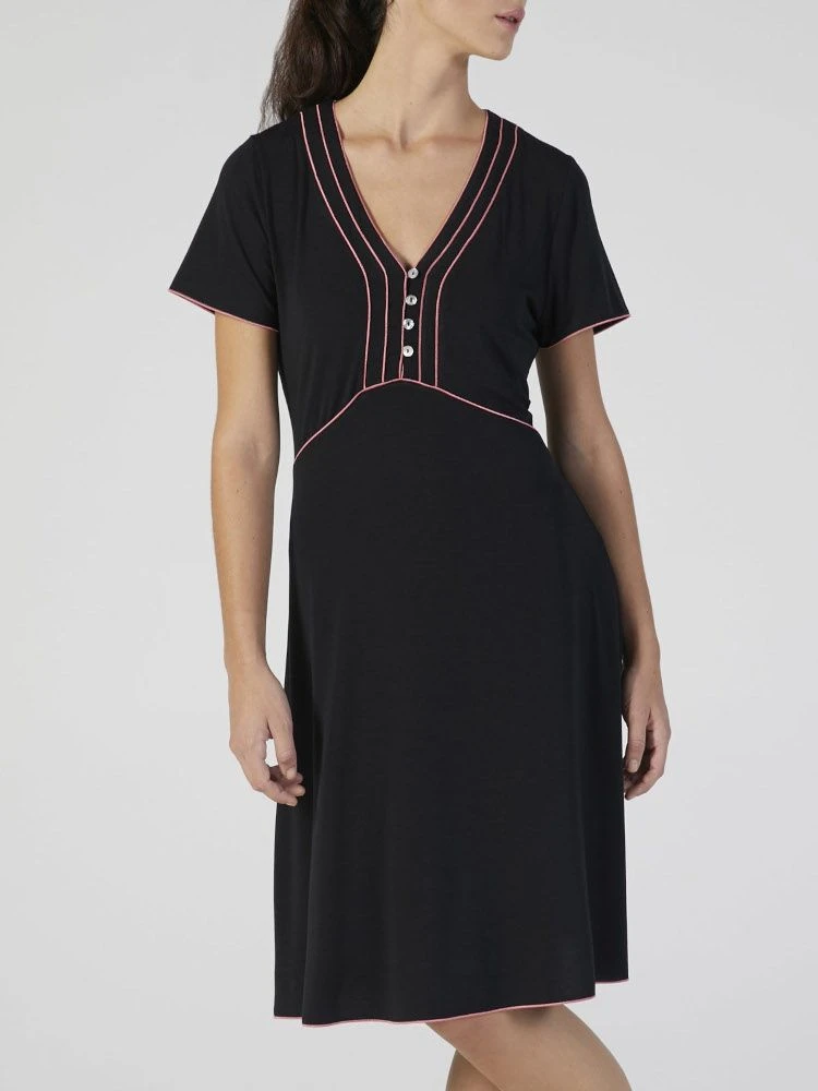 Modal Nachtkleid Knielang Schwarz-pink Von Verdiani 4 Modal Nachtkleid Knielang Schwarz-pink Von Verdiani – Bild 2