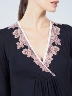 Modal Langarm Nachtkleid Wadenlang Schwarz-rosa Von Verdiani 8 Modal Langarm Nachtkleid Wadenlang Schwarz-rosa Von Verdiani -Pink Zebra modal nachtkleid lang schwarz 4607 verdiani donna 3 1