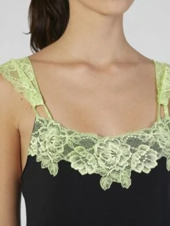 Modal Neglige Mit Spitze Kurz Schwarz-apfelgrün Von Verdiani -Pink Zebra modal neglige kurz schwarz 4510 verdiani