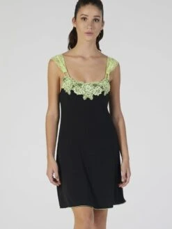 Modal Neglige Mit Spitze Kurz Schwarz-apfelgrün Von Verdiani -Pink Zebra modal neglige kurz schwarz 4510 verdiani 3 1