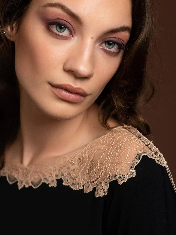 Modal Pyjama GINOSA In Schwarz Mit Spitze Von Paladini 5 Modal Pyjama GINOSA In Schwarz Mit Spitze Von Paladini – Bild 3