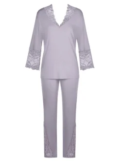 Pyjama Mit Modal PEONY FLORALE Von Triumph -Pink Zebra modal pyjama spitze peony florale 10190982 lavendel triumph 2 1