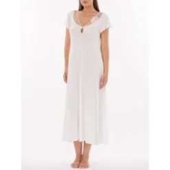 Langes Modal Kurzarm Nachtkleid In Weiss Von Verdiani
