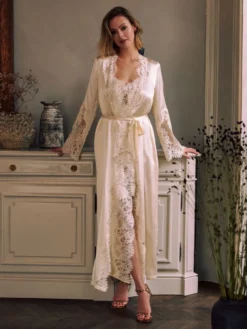 Stretchseide Morgenmantel RUBY Von Marjolaine -Pink Zebra morgenmantel 4rub2201 0002 marjolaine 2