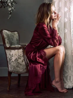 Stretchseide Morgenmantel RUBY Von Marjolaine -Pink Zebra morgenmantel 4rub2201 0056 marjolaine 3