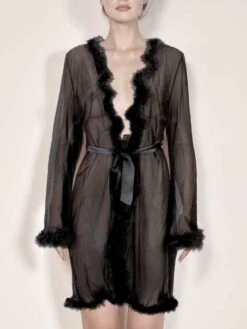 Morgenmantel Mit Federn MARILYN Schwarz Von Escora 12 Morgenmantel Mit Federn MARILYN Schwarz Von Escora -Pink Zebra morgenmantel federn marilyn schwarz 1622 e241 escora 5