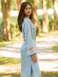 Morgenmantel Lang MARJOLIE No. 6 Von Marjolaine -Pink Zebra morgenmantel lang seide 3mar2201 hellblau weiss marjolaine 2 7