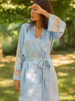 Morgenmantel Lang MARJOLIE No. 6 Von Marjolaine -Pink Zebra morgenmantel lang seide 3mar2201 hellblau weiss marjolaine 7 1