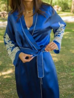 Morgenmantel Lang MARJOLIE No. 6 Von Marjolaine -Pink Zebra morgenmantel lang seide 3mar2201 royalblau weiss marjolaine 2 7