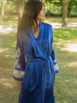 Morgenmantel Lang MARJOLIE No. 6 Von Marjolaine -Pink Zebra morgenmantel lang seide 3mar2201 royalblau weiss marjolaine 7