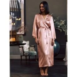 100% Seide Morgenmantel Lang LAURIAN Uni Marjolaine