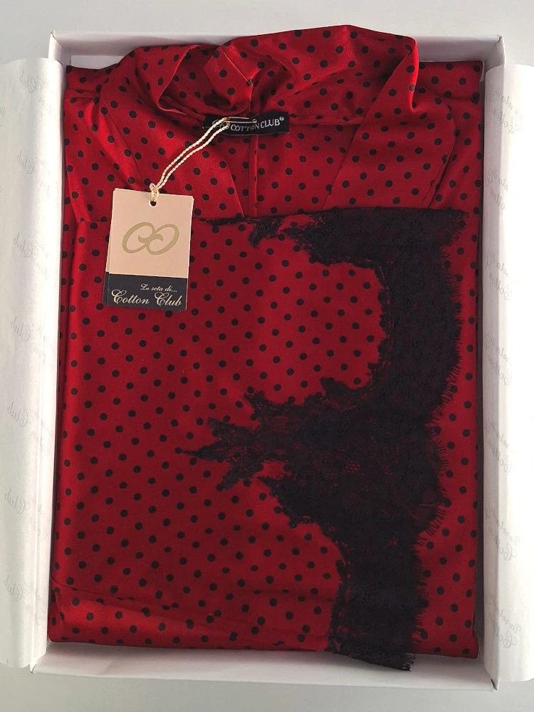 Morgenmantel ZAFFIRO Von Cotton Club Mit Seide Nur Noch In Rot-schwarz 4 Morgenmantel ZAFFIRO Von Cotton Club Mit Seide Nur Noch In Rot-schwarz – Bild 2