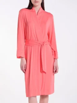 Modal Morgenmantel BASIC Lang Oder Kurz Von Verdiani -Pink Zebra morgenmantel modal coral 4942 verdiani woman 1 1