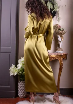 100% Seide Morgenmantel Lang LAURIAN Uni Marjolaine -Pink Zebra morgenmantel seide lang linde laurian goldgruen marjolaine 3 8 1 1