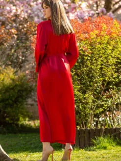 100% Seide Morgenmantel Lang LAURIAN Uni Marjolaine -Pink Zebra morgenmantel seide lang rot laurian rouge marjolaine 3 8 1 1