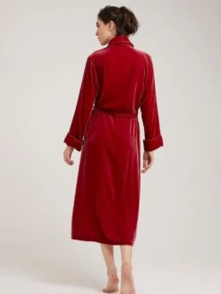 Samt Morgenmantel Lang DANIELA Von Vivis Mit Seide -Pink Zebra morgenmantel seidensamt daniela v00039 berry vivs