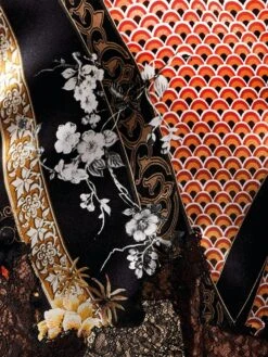 Seide Neglige CHRISTMAS CAPSULE Schwarz-gold Von Chiara Fiorini -Pink Zebra muster seide cf901 chiara fiorini