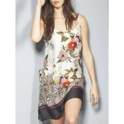 Nachthemd 100% Seide VILLA FLORA Creme-bunt Von Eva B. Bitzer