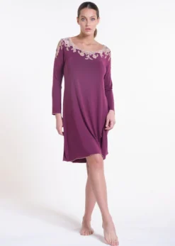 Modal Langarm Nachtkleid PRUGNA Violett Von Verdiani 11 Modal Langarm Nachtkleid PRUGNA Violett Von Verdiani -Pink Zebra nachthemd modal pflaume 4828 verdiani