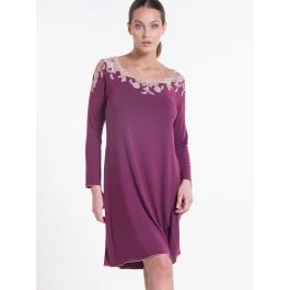 Modal Langarm Nachtkleid PRUGNA Violett Von Verdiani 3 Modal Langarm Nachtkleid PRUGNA Violett Von Verdiani