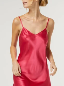 100% Seide Nachthemd CAROLINE Von Vivis -Pink Zebra nachthemd seide caroline v00003 geranio rot vivis