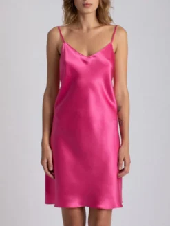 100% Seide Nachthemd CAROLINE Klassisch Von Vivis -Pink Zebra nachthemd seide caroline v00003 pink vivis 3 6 1