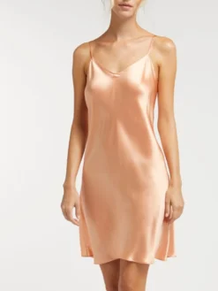 100% Seide Nachthemd CAROLINE Klassisch Von Vivis -Pink Zebra nachthemd seide caroline v00003 salmone vivis 1 1 1