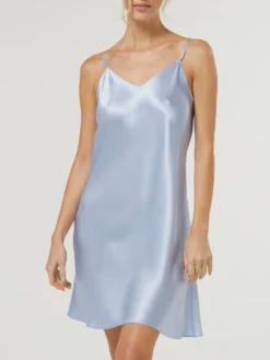 100% Seide Nachthemd CAROLINE Klassisch Von Vivis -Pink Zebra nachthemd seide caroline v00003 sky hellblau vivis 2 1 1