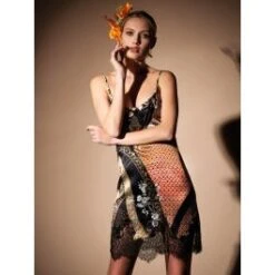 Seide Neglige CHRISTMAS CAPSULE Schwarz-gold Von Chiara Fiorini