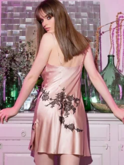 Seidennachthemd NYMPHE No. 1 Kurz Stretchseide Marjolaine -Pink Zebra nachthemd seide nymphe boudoir noir 4nym0101 marjolaine 1