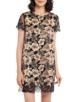 Seide Nachtkleid JOANNA Mit Spitze Von GATTINA 6 Seide Nachtkleid JOANNA Mit Spitze Von GATTINA -Pink Zebra nachtkleid kurzarm seide joanna 393223 schwarz gold gattina 1