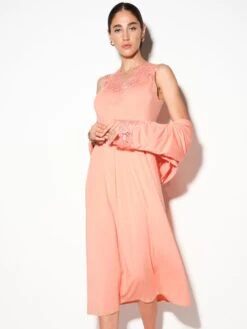 Modal Nachtkleid FELICIA In Lachsrosa Von Chiara Fiorini -Pink Zebra nachtkleid lang mandarine oro cfl201 chiara fiorini 6 1