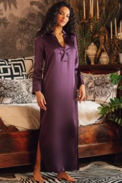 Langarm Nachtkleid 100% Seide POLLY Lang Von Marjolaine 10 Langarm Nachtkleid 100% Seide POLLY Lang Von Marjolaine -Pink Zebra nachtkleid langarm seide lila 3pol3045 polly marjolaine 2 1