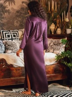 Langarm Nachtkleid 100% Seide POLLY Lang Von Marjolaine 12 Langarm Nachtkleid 100% Seide POLLY Lang Von Marjolaine -Pink Zebra nachtkleid langarm seide lila 3pol3045 polly marjolaine 3