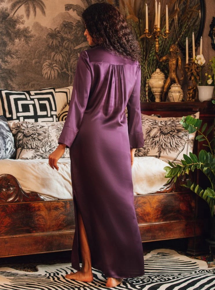 Langarm Nachtkleid 100% Seide POLLY Lang Von Marjolaine 6 Langarm Nachtkleid 100% Seide POLLY Lang Von Marjolaine – Bild 4