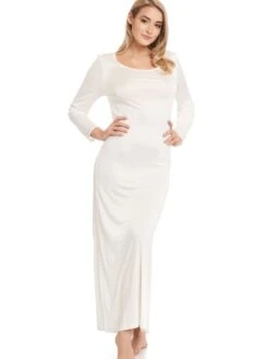 Langarm Nachthemd ADELE Uni Von Gattina Mit Seide 8 Langarm Nachthemd ADELE Uni Von Gattina Mit Seide -Pink Zebra nachtkleid langarm wirkseide natur weiss 390048 gattina 1 1