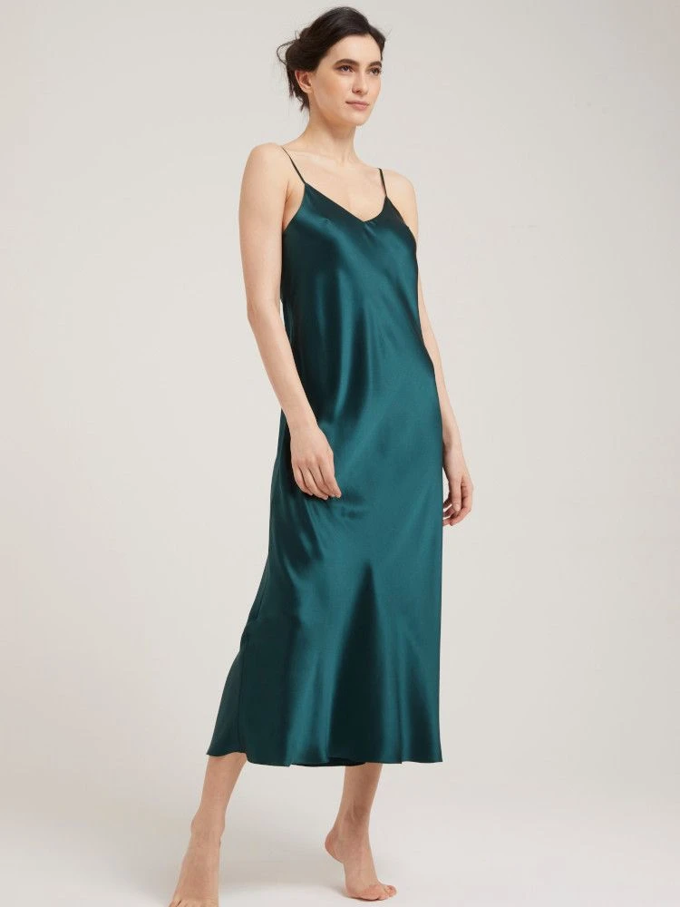 100% Seide Nachtkleid Lang DORINE Uni Von Vivis 5 100% Seide Nachtkleid Lang DORINE Uni Von Vivis – Bild 3