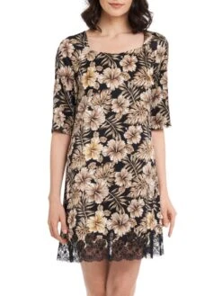 Seide Halbarm-Nachtkleid JOANNA Mit Spitze Von GATTINA -Pink Zebra nachtkleid seide halbarm joanna 393233 schwarz gold gattina 2