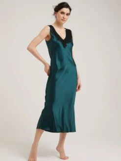 Seide Nachtkleid LEONA Mit Spitze Von Vivis -Pink Zebra nachtkleid seide leona lang v00586 gruen vivis 1 6