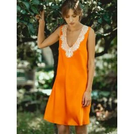 Seide Nachthemd LESLIE Mandarine Orange Von Vivis 3 Seide Nachthemd LESLIE Mandarine Orange Von Vivis