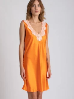 Seide Nachthemd LESLIE Mandarine Orange Von Vivis 13 Seide Nachthemd LESLIE Mandarine Orange Von Vivis -Pink Zebra nachtkleid seide leslie v00641 mandarine orange vivis 3