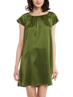 Seide Kurzarm Nachtkleid SEDUZIONE DI SETA Uni Von Gattina -Pink Zebra nachtkleid seide moosgruen 381423 seduzione di seta gattina 2 1