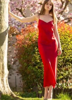 100% Seide Nachtkleid Lang SOIE ODANA Uni Marjolaine -Pink Zebra nachtkleid seide rouge rot odana marjolaine 8 1