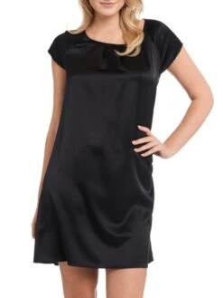 Seide Kurzarm Nachtkleid SEDUZIONE DI SETA Uni Von Gattina -Pink Zebra nachtkleid seide schwarz 381423 seduzione di seta gattina 8