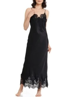 Seiden-Neglige Lang MAILIN No. 2 Satin Mit Spitze Von GATTINA -Pink Zebra neglige lang 393307 schwarz gattina