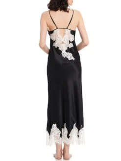 Seiden-Neglige Lang MAILIN No. 2 Satin Mit Spitze Von GATTINA -Pink Zebra neglige lang 393307 schwarz weiss gattina