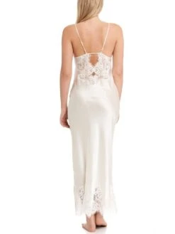 Seiden-Neglige Lang MAILIN No. 2 Satin Mit Spitze Von GATTINA -Pink Zebra neglige lang 393307 schwarz weiss gattina 3